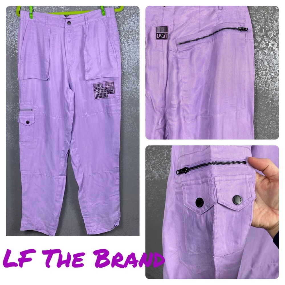 LF Brand Lilac urban cargo pants. Comfort zippers